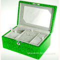 high quality green PU leather wooden jewelry box